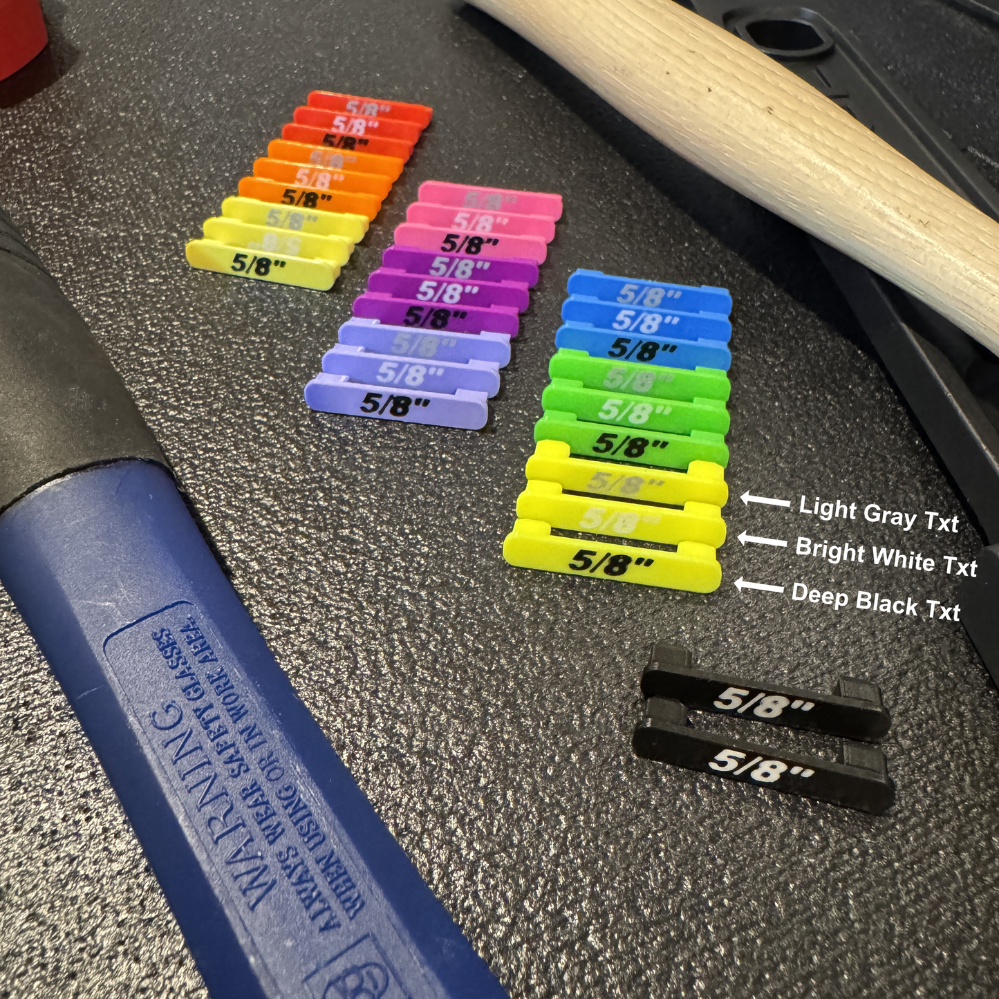 Identification labels for toolbox widget wrench holders